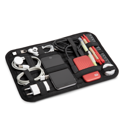 Organiser tablet with cable and accessory holder